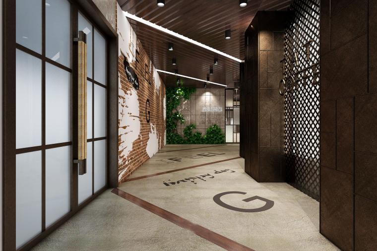 復(fù)古網(wǎng)咖過(guò)道裝修設(shè)計(jì)效果圖