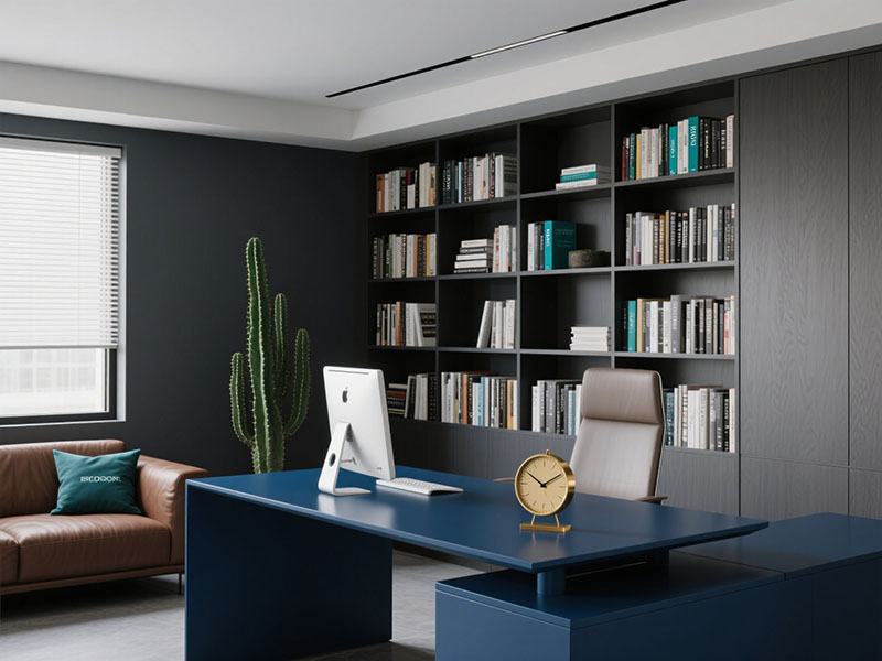 老板辦公室深灰、咖色、藏藍(lán)?色系基調(diào)