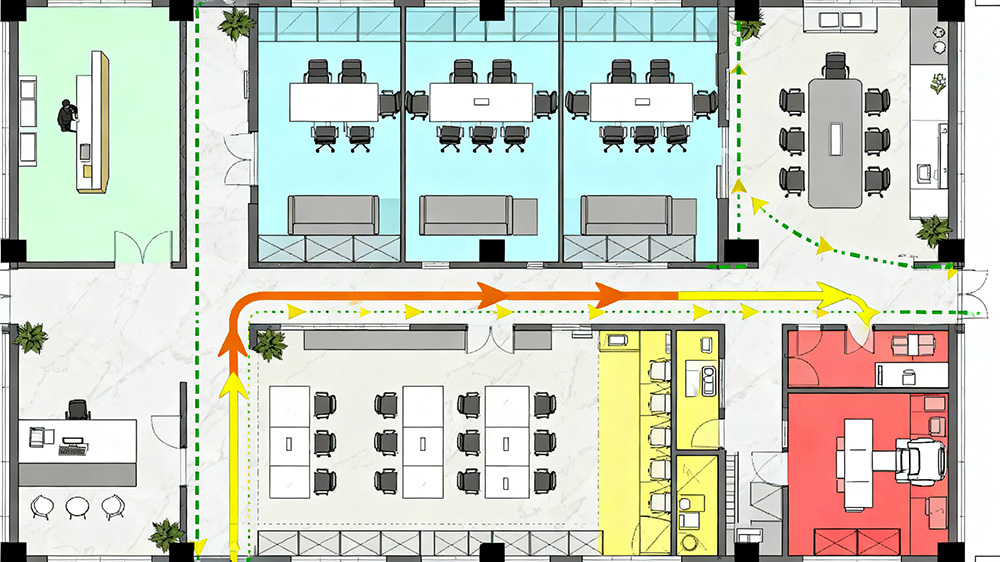 辦公室動(dòng)線設(shè)計(jì)布置平面裝修效果圖